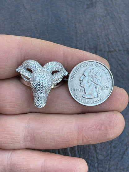 Real Solid 925 Sterling Silver Custom GOAT Ring Diamond Iced Animal HipHop Pinky