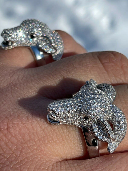 Real Solid 925 Sterling Silver Custom GOAT Ring Diamond Iced Animal HipHop Pinky