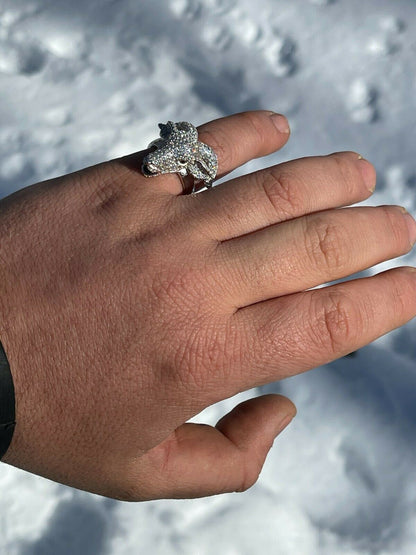 Real Solid 925 Sterling Silver Custom GOAT Ring Diamond Iced Animal HipHop Pinky