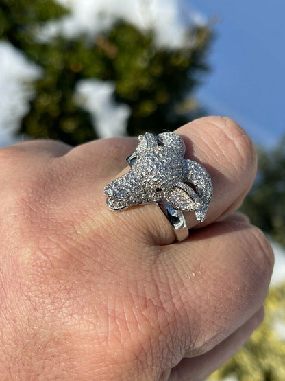 Real Solid 925 Sterling Silver Custom GOAT Ring Diamond Iced Animal HipHop Pinky