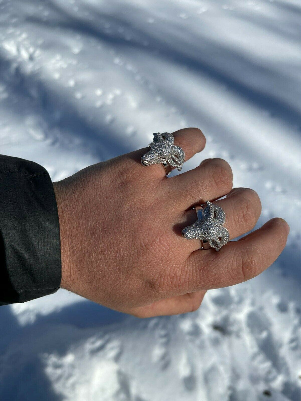 Real Solid 925 Sterling Silver Custom GOAT Ring Diamond Iced Animal HipHop Pinky