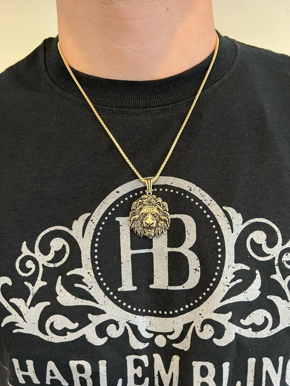 Real Solid 925 Sterling Silver / Gold Rasta African Lion Leo Pendant Necklace