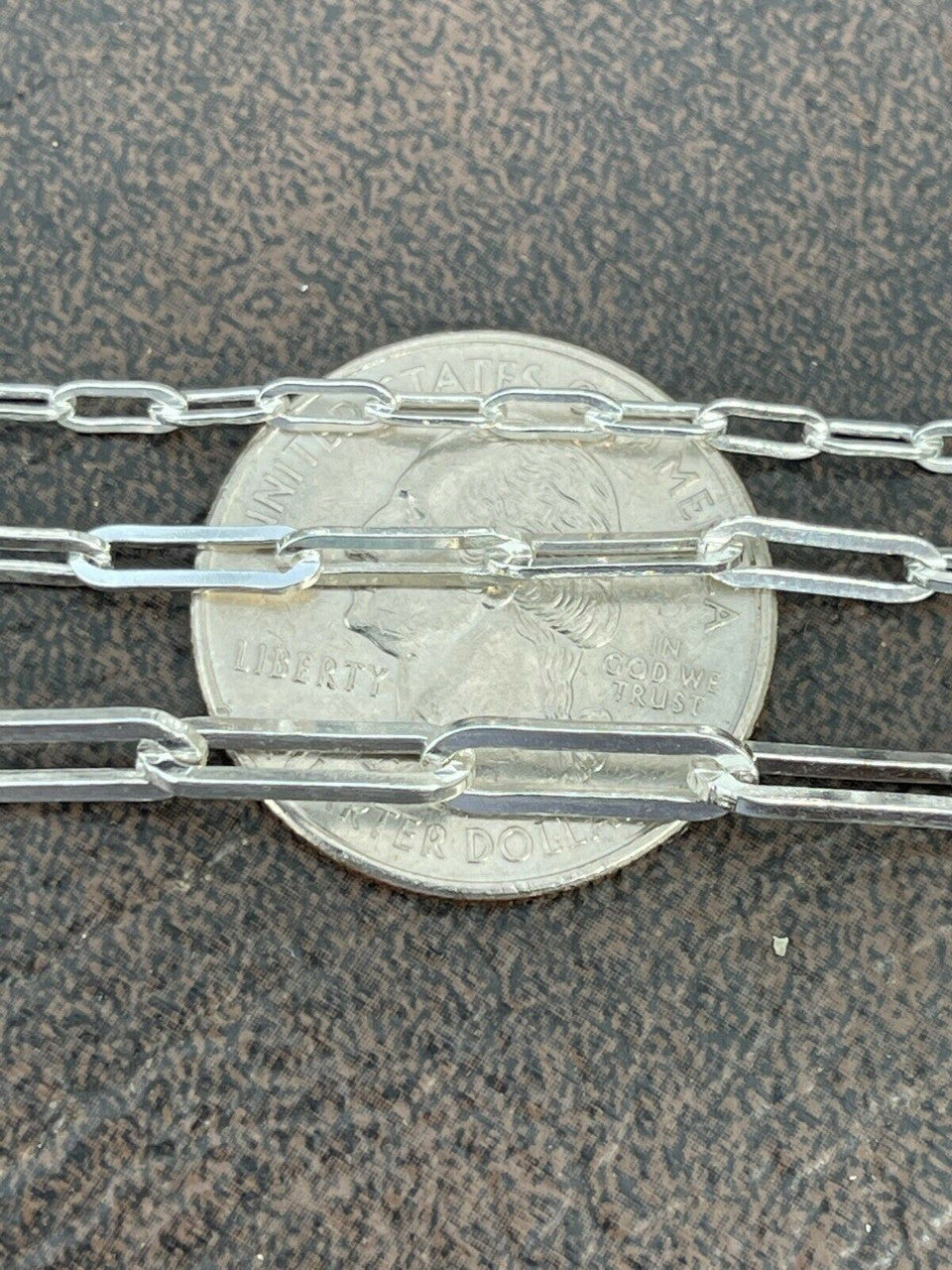 Real Solid Sterling Silver Paperclip Rolo Paper Clip Bracelet 2.5mm-4mm 6-8