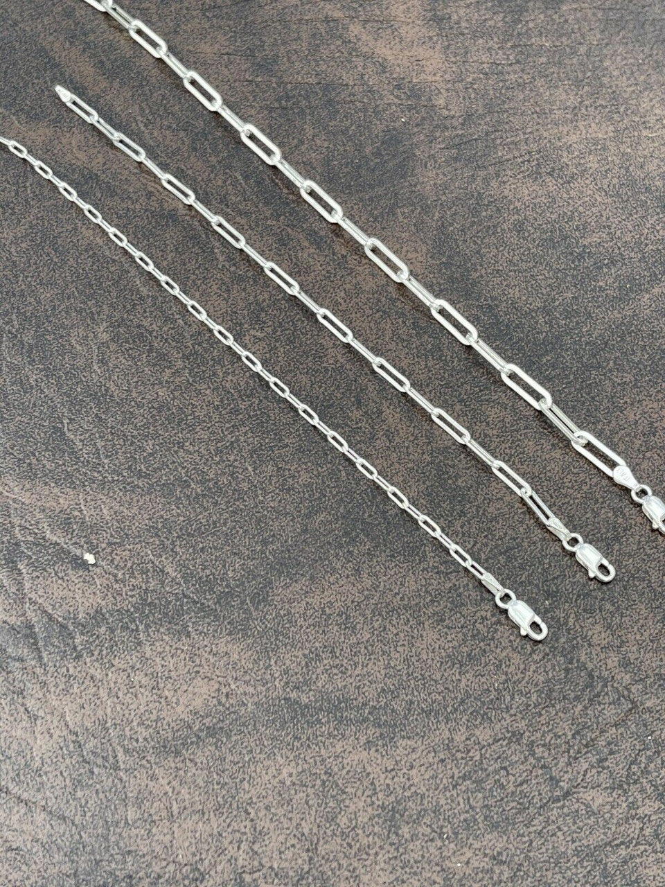 Real Solid Sterling Silver Paperclip Rolo Paper Clip Bracelet 2.5mm-4mm 6-8