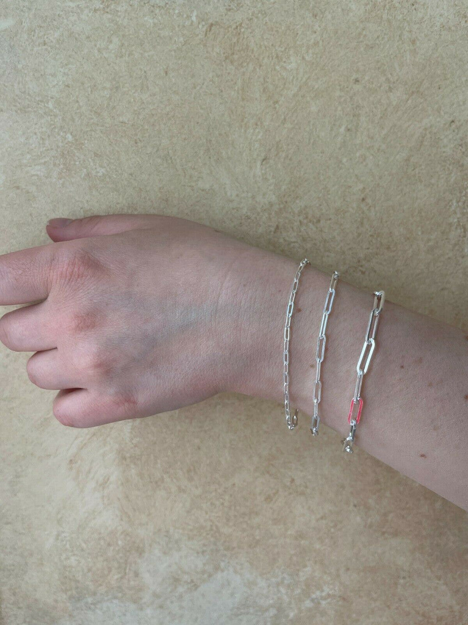 Real Solid Sterling Silver Paperclip Rolo Paper Clip Bracelet 2.5mm-4mm 6-8