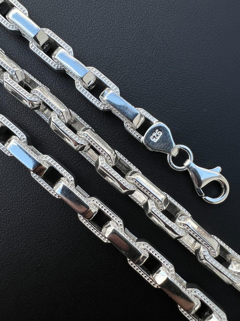 Rolo Hermes Link Real Solid 925 Sterling Silver 7mm Chain Necklace