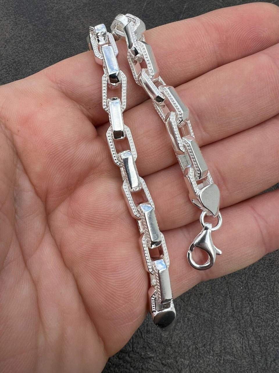 Rolo Hermes Link Real Solid 925 Sterling Silver 7mm Chain Necklace Or Bracelet