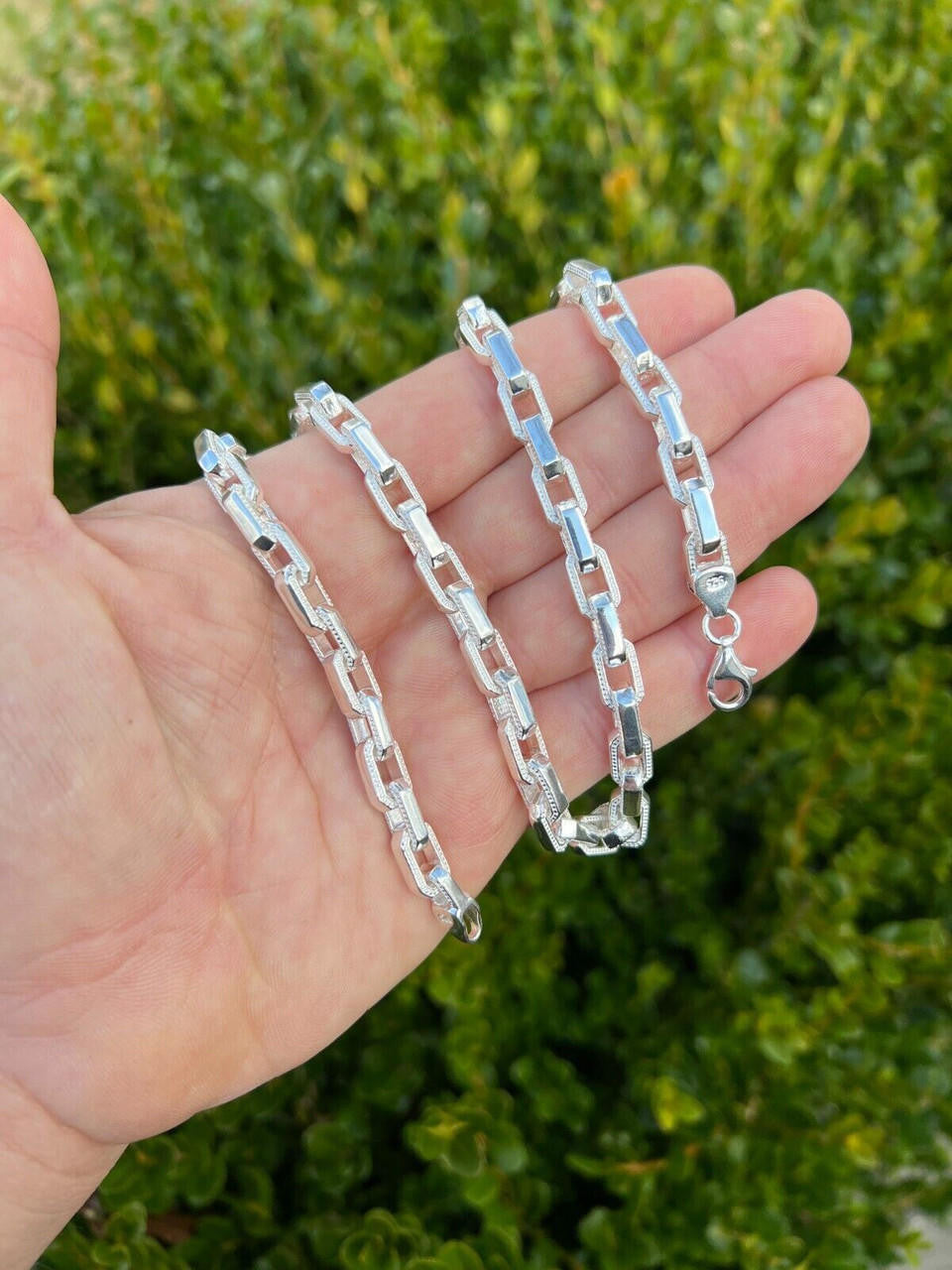 Rolo Hermes Link Real Solid 925 Sterling Silver 7mm Chain Necklace Or Bracelet