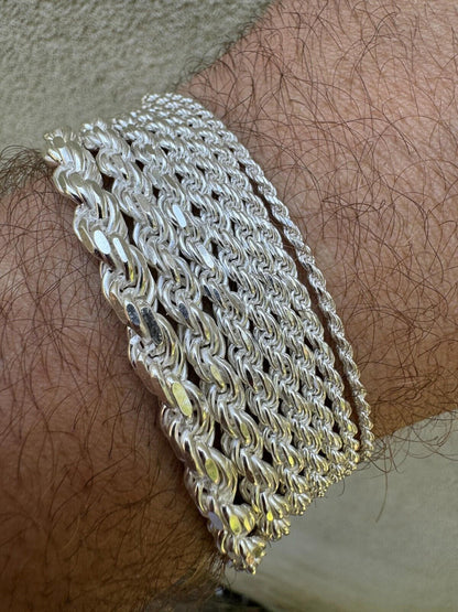 Rope Bracelet - 925 Sterling Silver - 6"-9" - 2mm-6mm