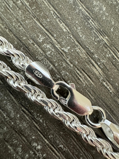 Rope Bracelet - 925 Sterling Silver - 6"-9" - 2mm-6mm