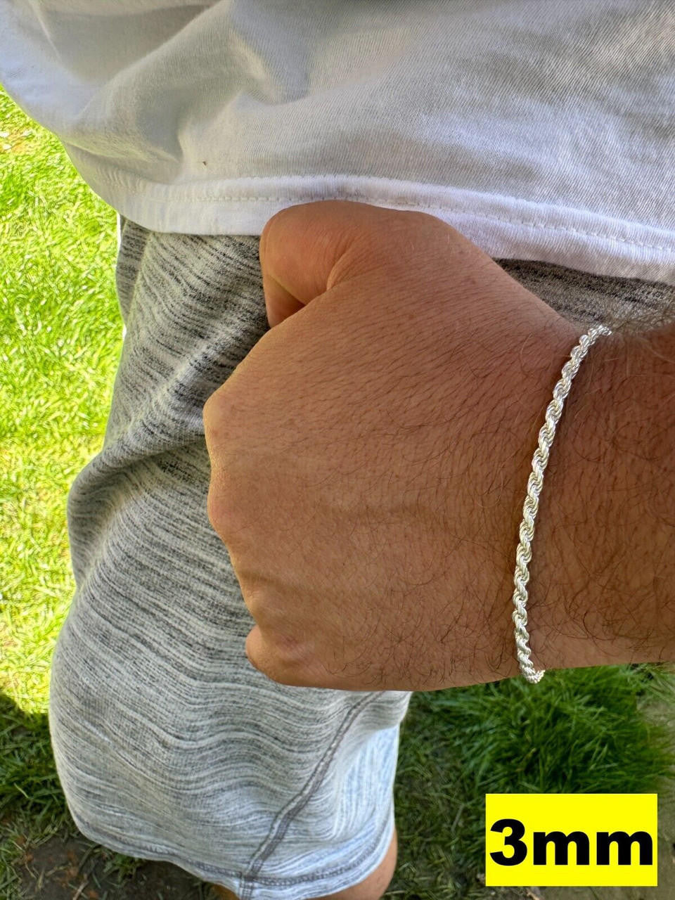 Real Solid 925 Sterling Silver Rope Bracelet 2mm-6mm Men's Women's