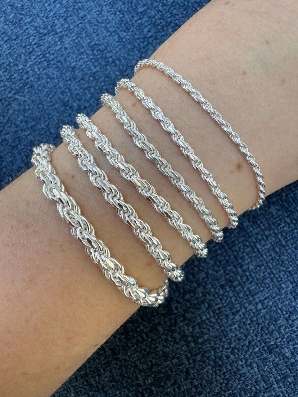 Rope Bracelet - 925 Sterling Silver - 6"-9" - 2mm-6mm