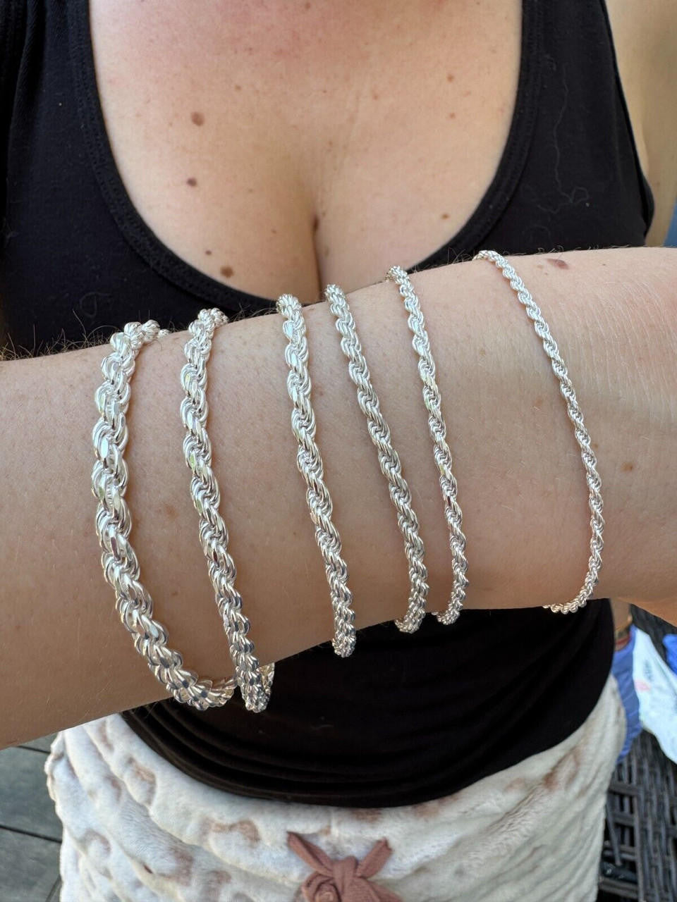 Rope Bracelet - 925 Sterling Silver - 6"-9" - 2mm-6mm