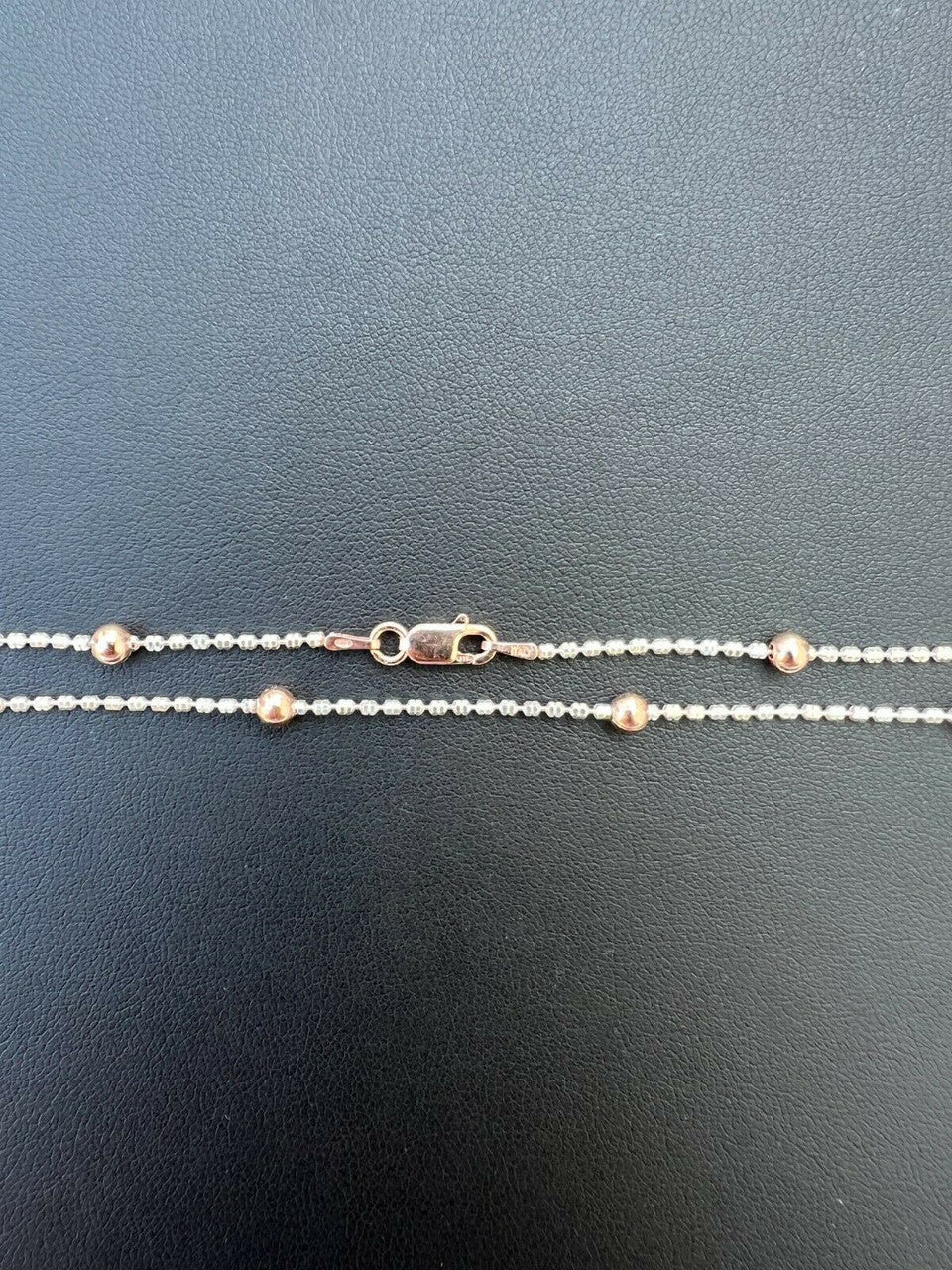Rose Gold and Real 925 Silver Diamond Cut Ice Sparkle Rope Beaded Chain Necklace