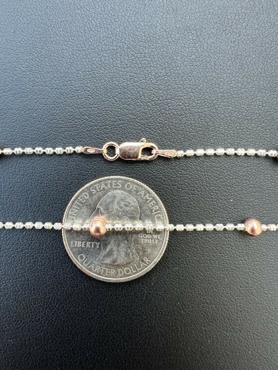 Rose Gold and Real 925 Silver Diamond Cut Ice Sparkle Rope Beaded Chain Necklace