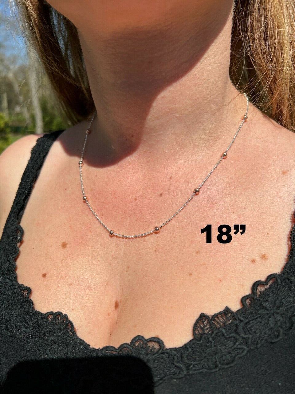 Rose Gold and Real 925 Silver Diamond Cut Ice Sparkle Rope Beaded Chain Necklace