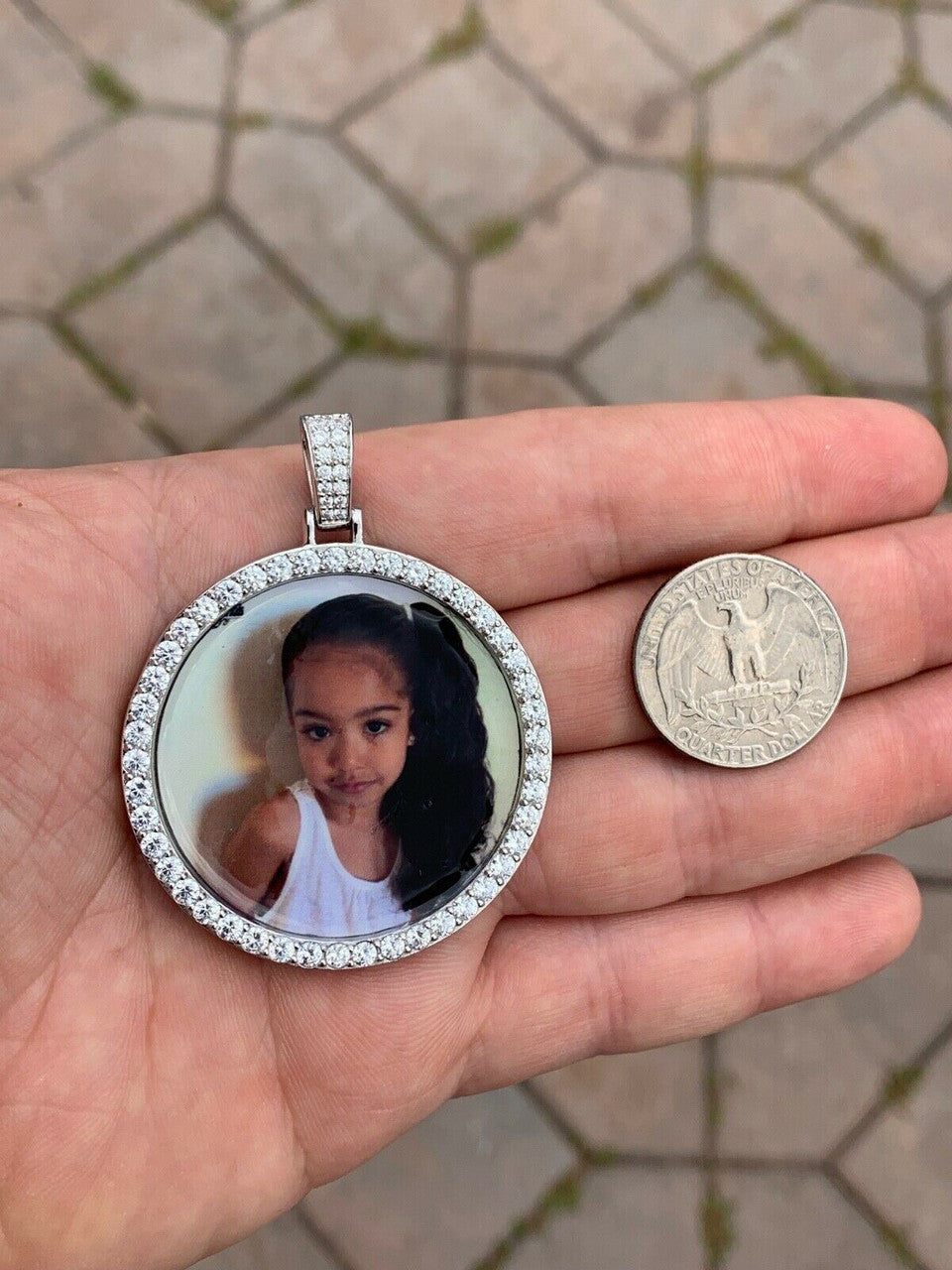 Silver 925 Silver Custom Hip Hip Photo Pendant Iced Memory MOISSANITE PASS DIAMOND TESTER