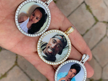 Silver 925 Silver Custom Hip Hip Photo Pendant Iced Memory MOISSANITE PASS DIAMOND TESTER