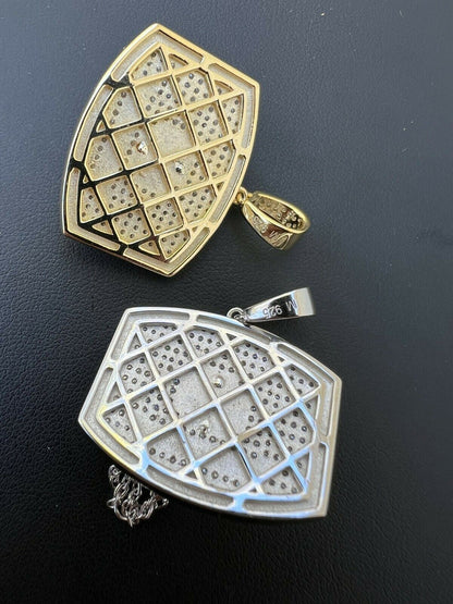 Silver Mens MOISSANITE Real Iced Basketball Hoop Pendant Necklace Passes Diamond Tester