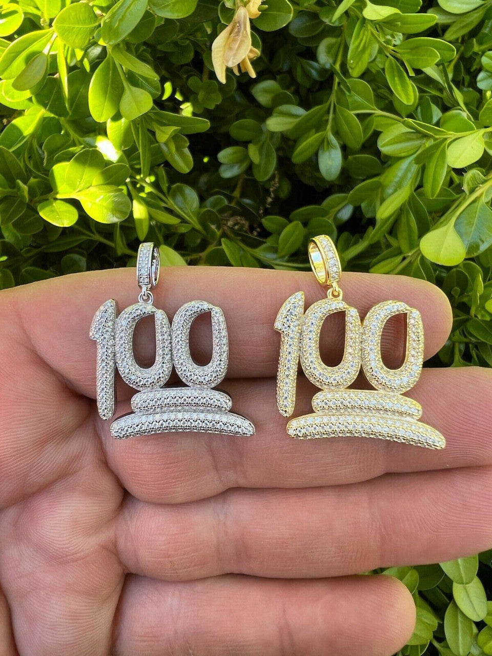 Silver MOISSANITE Keep It 100 Hundred Iced Hip Hop Pendant Necklace Pass Diamond Tester