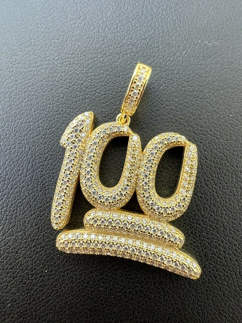 Silver MOISSANITE Keep It 100 Hundred Iced Hip Hop Pendant Necklace Pass Diamond Tester