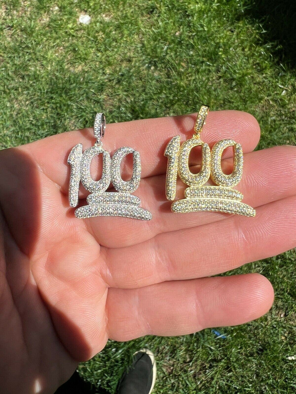 Silver MOISSANITE Keep It 100 Hundred Iced Hip Hop Pendant Necklace Pass Diamond Tester