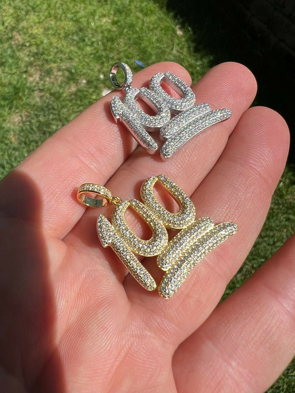 Silver MOISSANITE Keep It 100 Hundred Iced Hip Hop Pendant Necklace Pass Diamond Tester