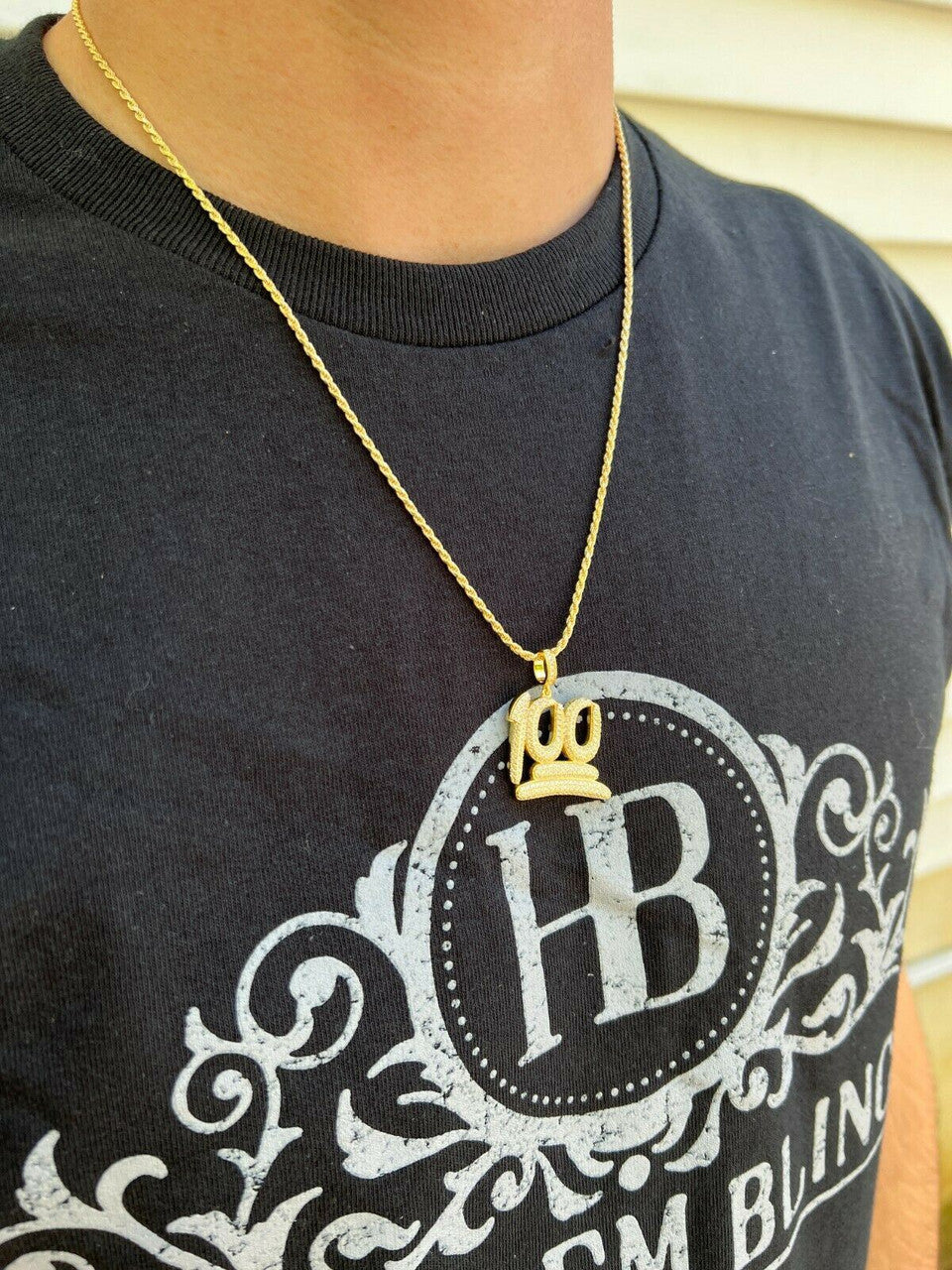 Silver MOISSANITE Keep It 100 Hundred Iced Hip Hop Pendant Necklace Pass Diamond Tester