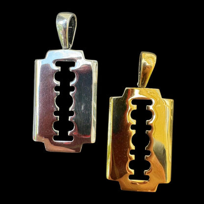 Silver Razor Blade Emo Pendant - 14k Gold Vermeil Or 925 Silver - Medium 2"