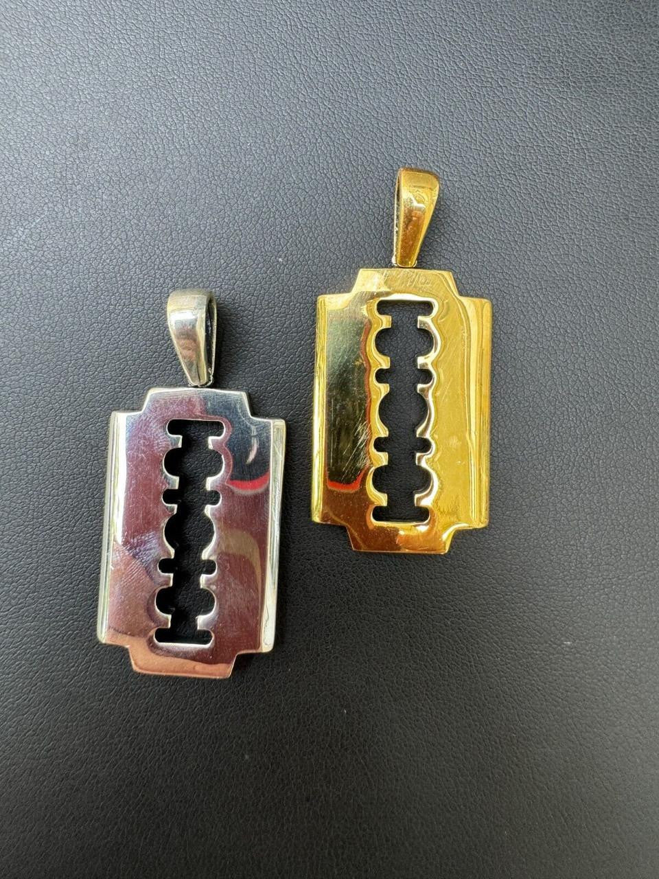 Silver Razor Blade Emo Pendant - 14k Gold Vermeil Or 925 Silver - Medium 2"