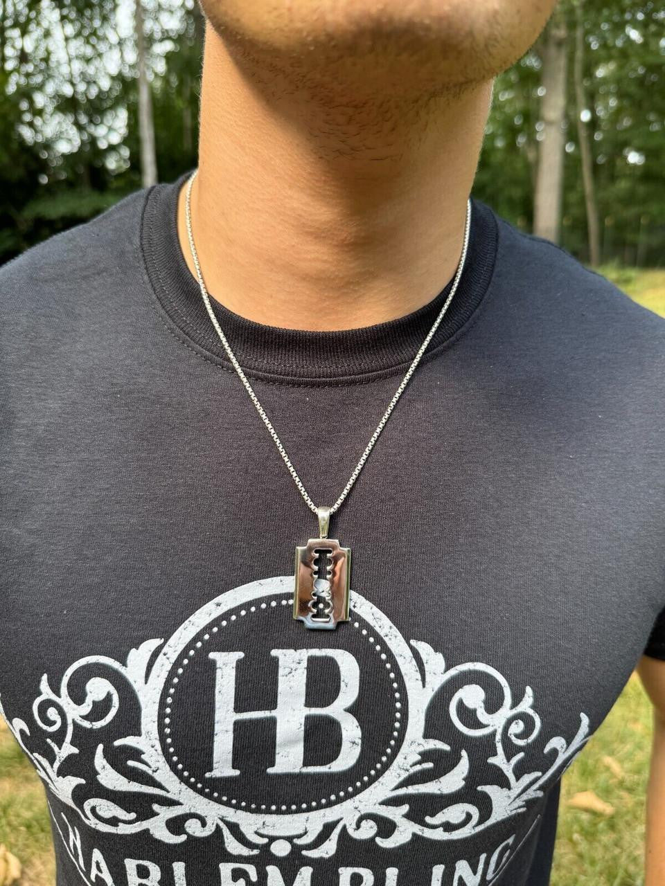 Silver Razor Blade Emo Pendant - 14k Gold Vermeil Or 925 Silver - Medium 2"