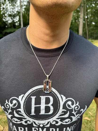 Silver Razor Blade Emo Pendant - 14k Gold Vermeil Or 925 Silver - Medium 2"