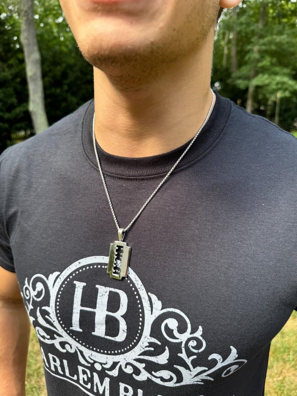 Silver Razor Blade Emo Pendant - 14k Gold Vermeil Or 925 Silver - Medium 2"