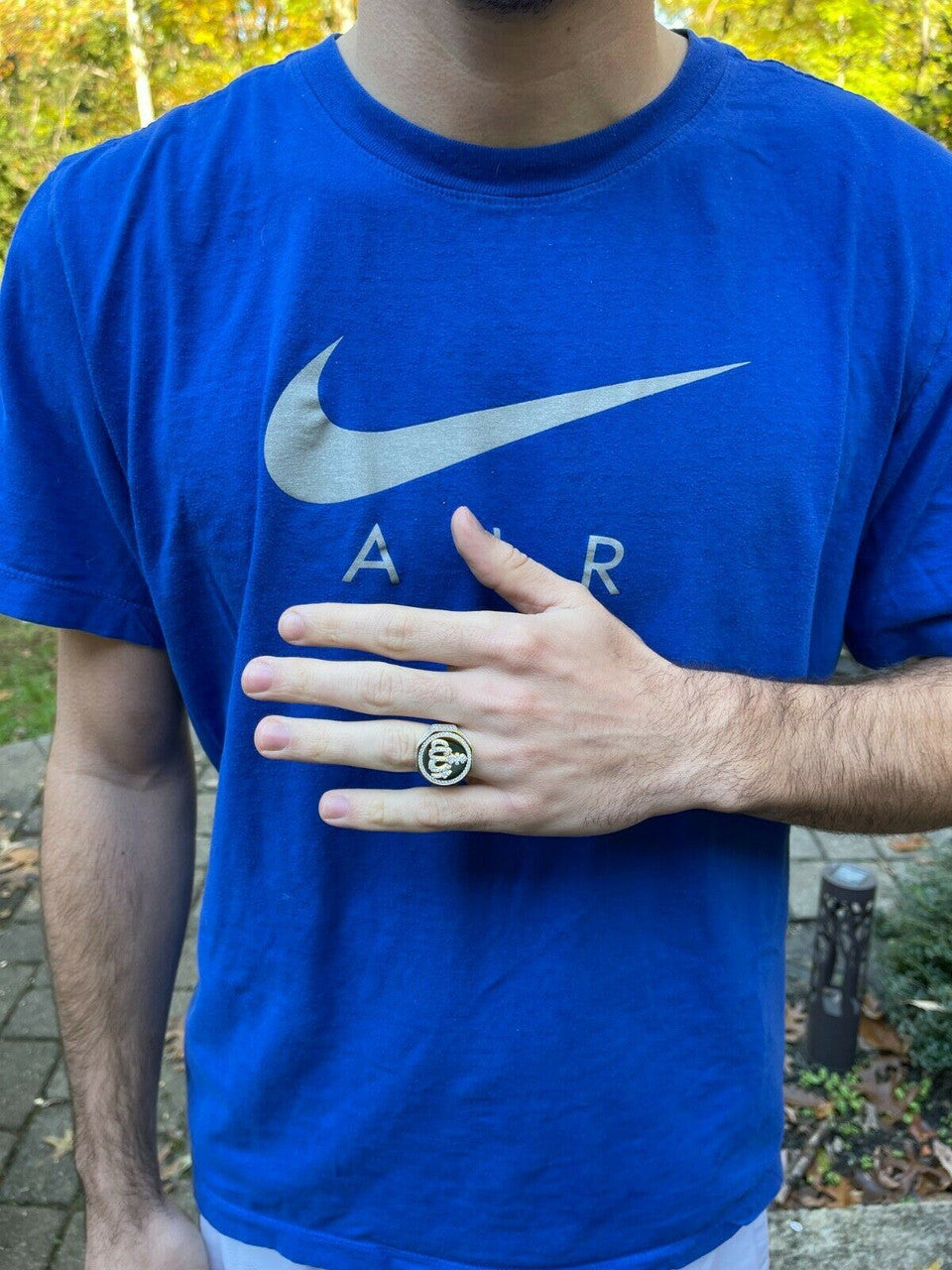 Silver Real 14K Gold Vermeil 925 Silver Allah Islamic Arabic Ring Iced Diamond Hip Hop