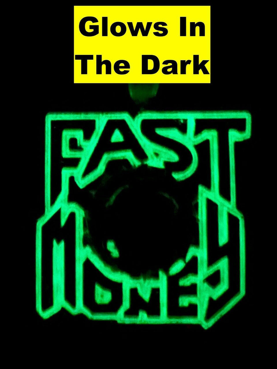 Silver Real 925 Silver Gold Glows In Dark FAST MONEY Sonic Big Hip Hop Pendant Necklace