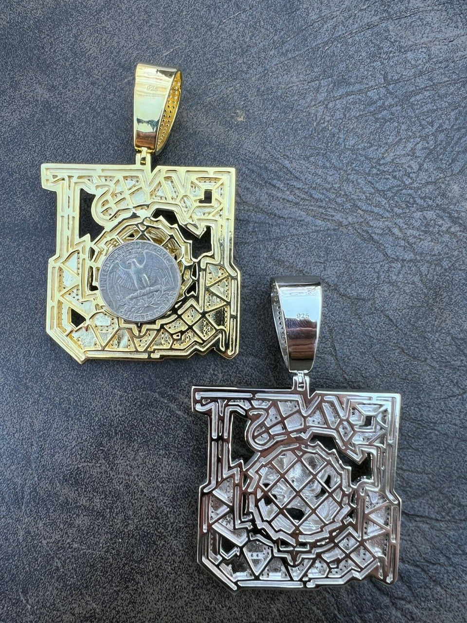 Silver Real 925 Silver Gold Glows In Dark FAST MONEY Sonic Big Hip Hop Pendant Necklace