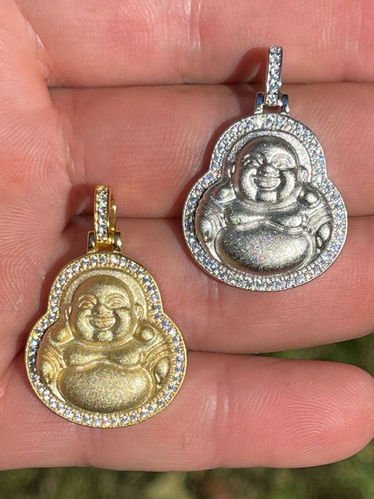 Silver Real 925 Silver / Gold Hip Hop Buddha Pendant Mens Or Ladies Iced Necklace 1