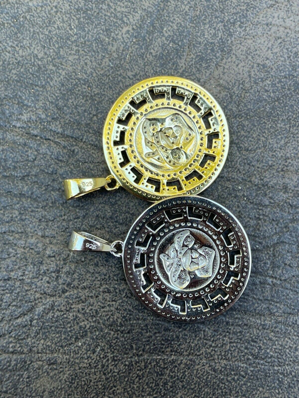 Silver Real 925 Silver / Gold Hip Hop Medusa Pendant Necklace Medallion