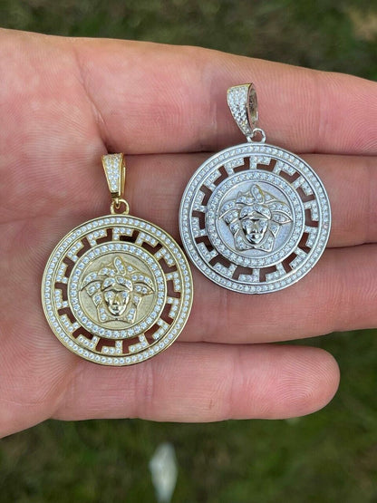 Silver Real 925 Silver / Gold Hip Hop Medusa Pendant Necklace Medallion