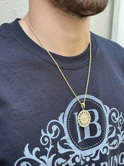 Silver Real 925 Silver / Gold Hip Hop Medusa Pendant Necklace Medallion