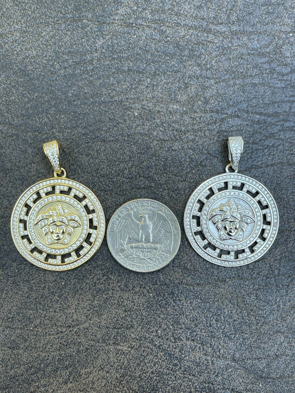 Silver Real 925 Silver / Gold Hip Hop Medusa Pendant Necklace Medallion