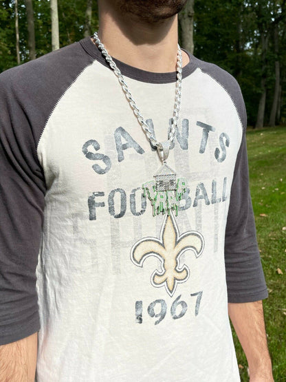 Silver Real 925 Silver Gold HUGE 3 Glows In Dark HOUSE TRAP Hip Hop Pendant Necklace