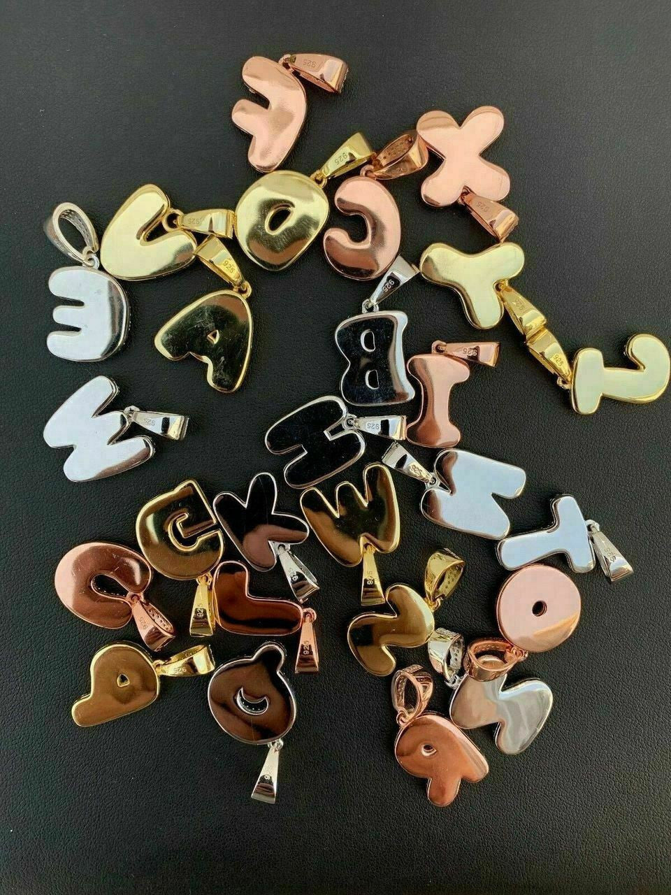 Silver Real Moissanite Bubble Letter Gold Silver Initial Pendant Iced Pass Diamond Test