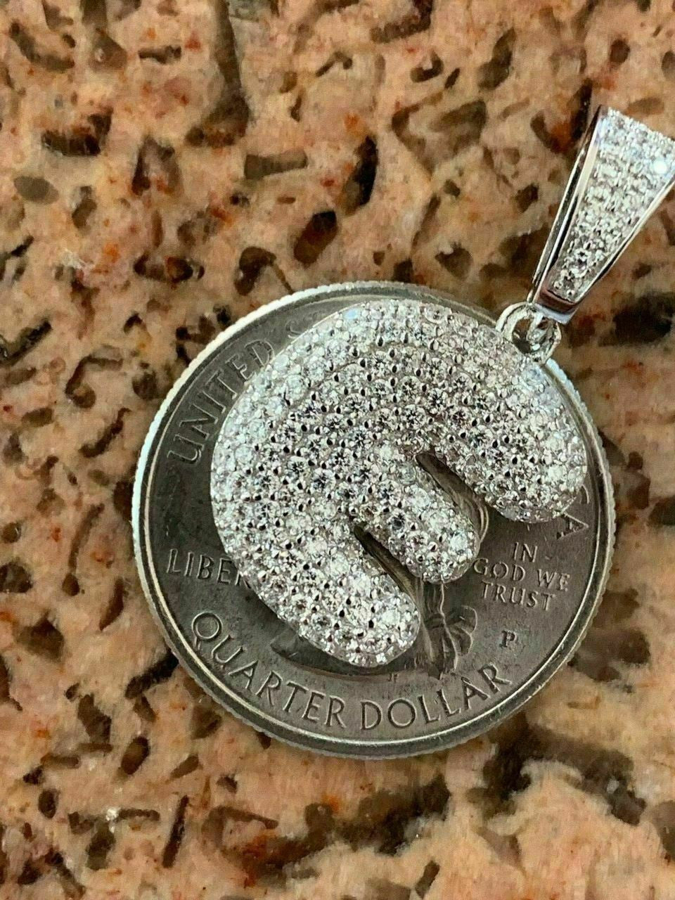 Silver Real Moissanite Bubble Letter Gold Silver Initial Pendant Iced Pass Diamond Test