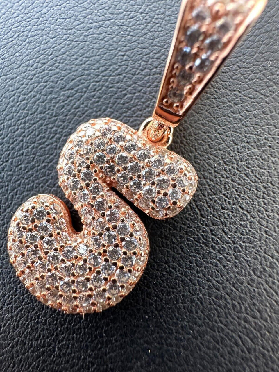 Silver Solid 925 Silver / Gold Bubble Lucky Number Pendant Iced Simulated Diamonds 0-9