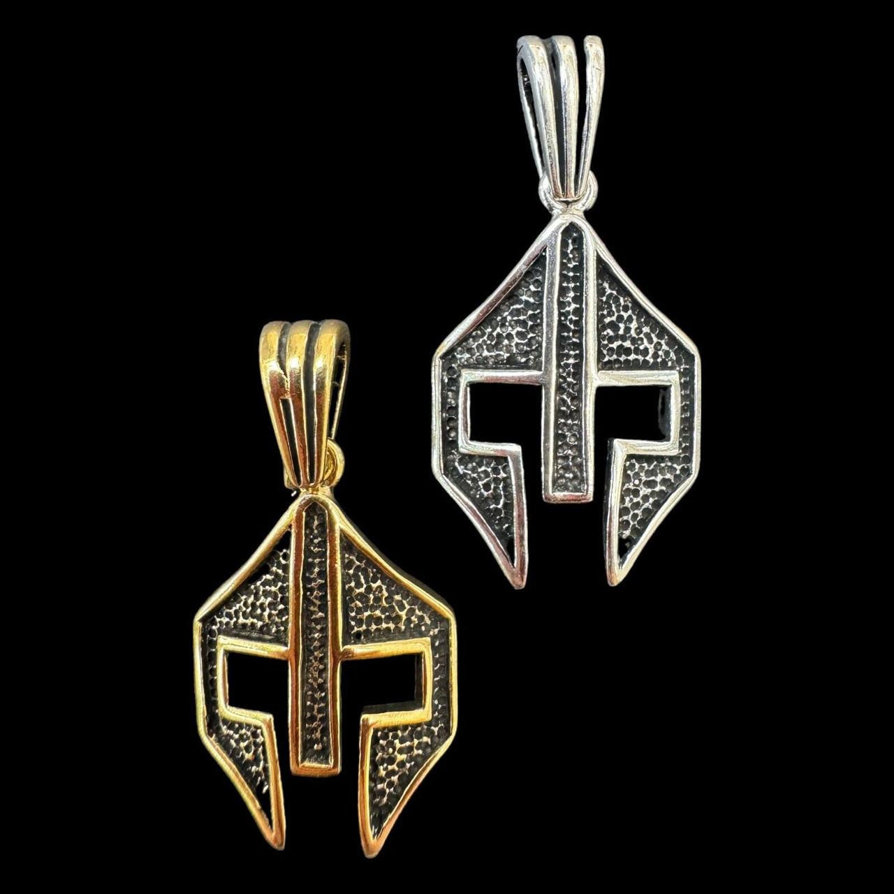 Silver Spartan Gladiator Helmet Pendant - 14k Gold Vermeil Or Oxidized 925 Silver - Small 1.5"
