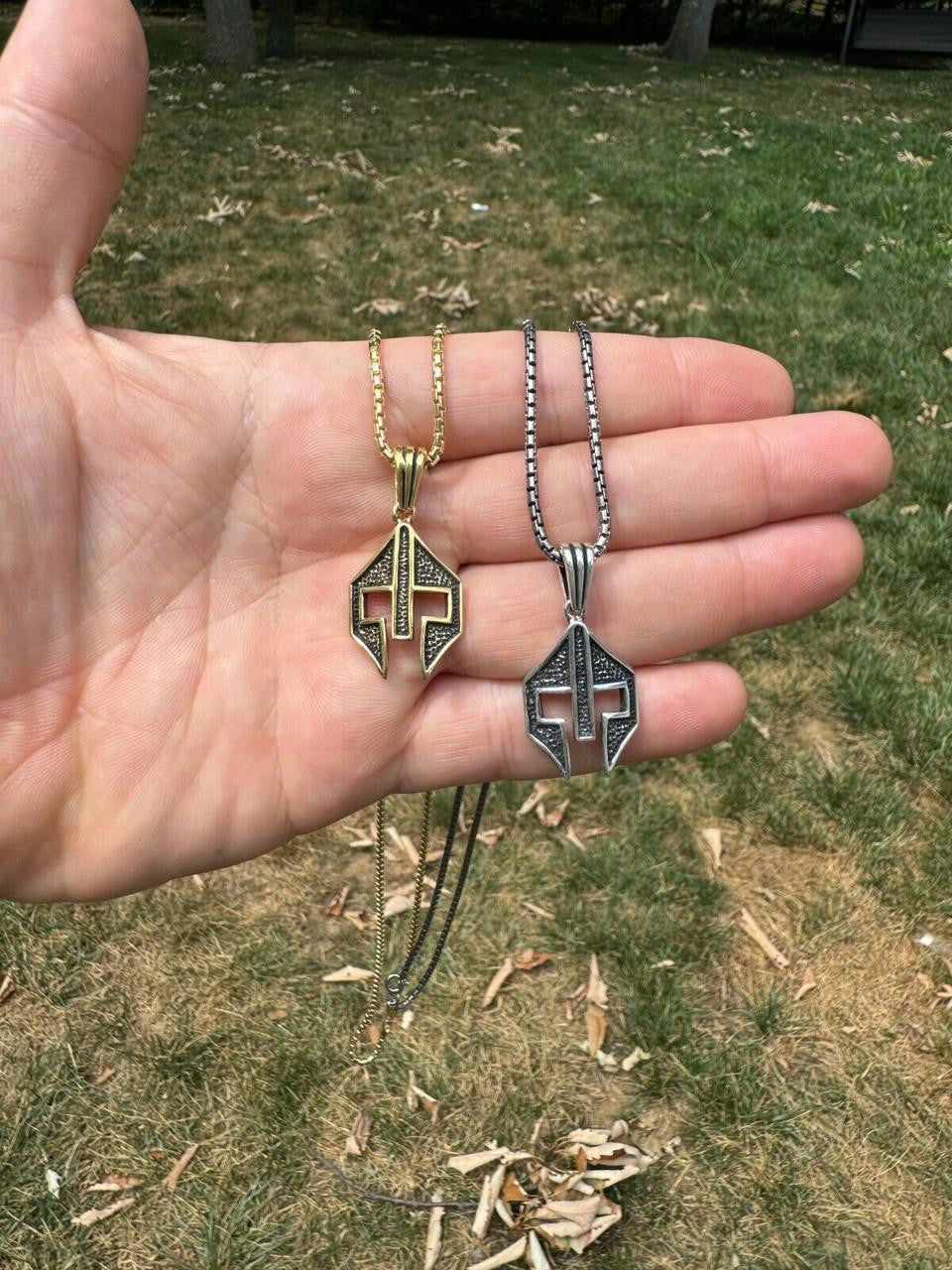 Silver Spartan Gladiator Helmet Pendant - 14k Gold Vermeil Or Oxidized 925 Silver - Small 1.5"