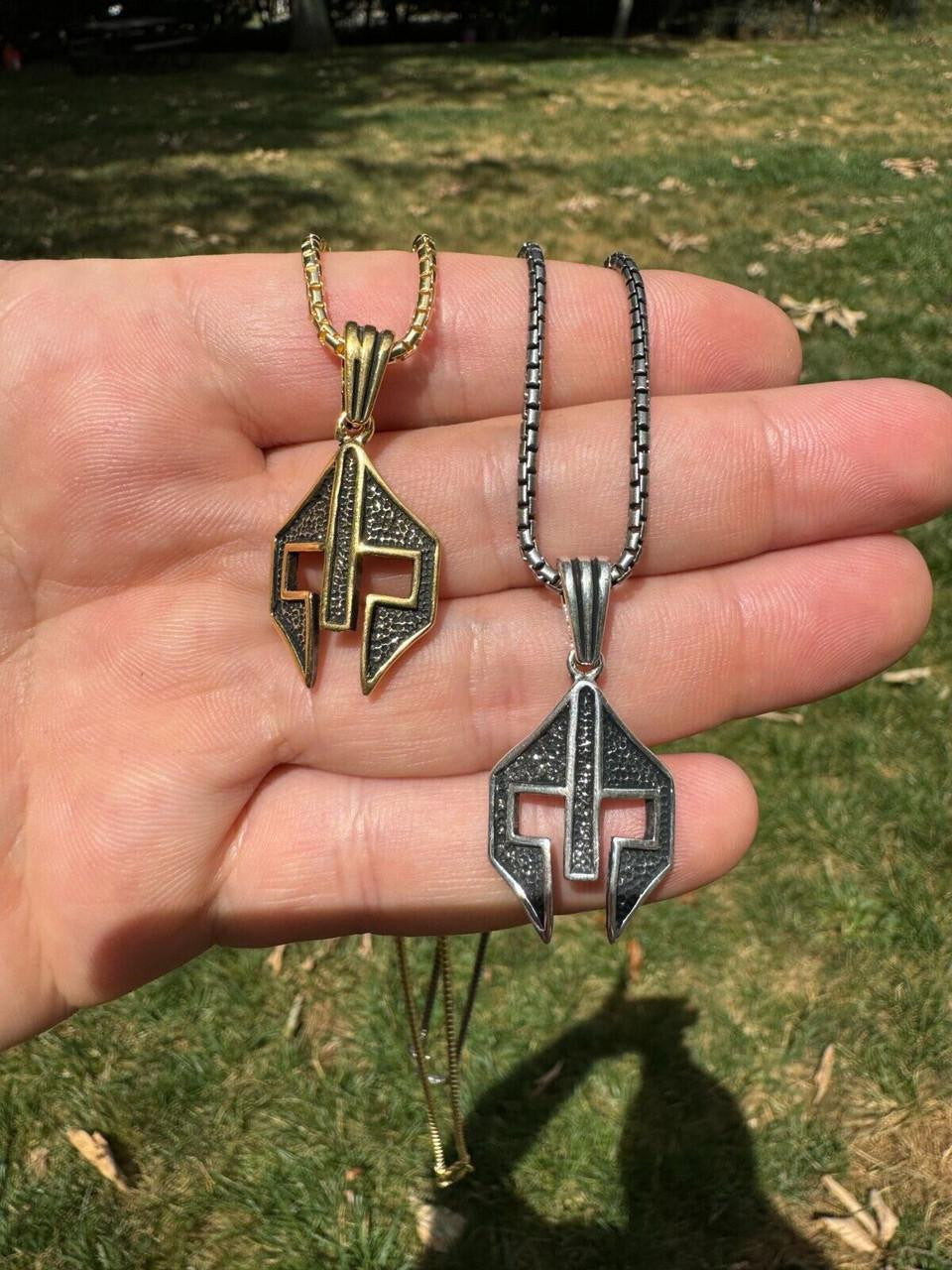 Silver Spartan Gladiator Helmet Pendant - 14k Gold Vermeil Or Oxidized 925 Silver - Small 1.5"