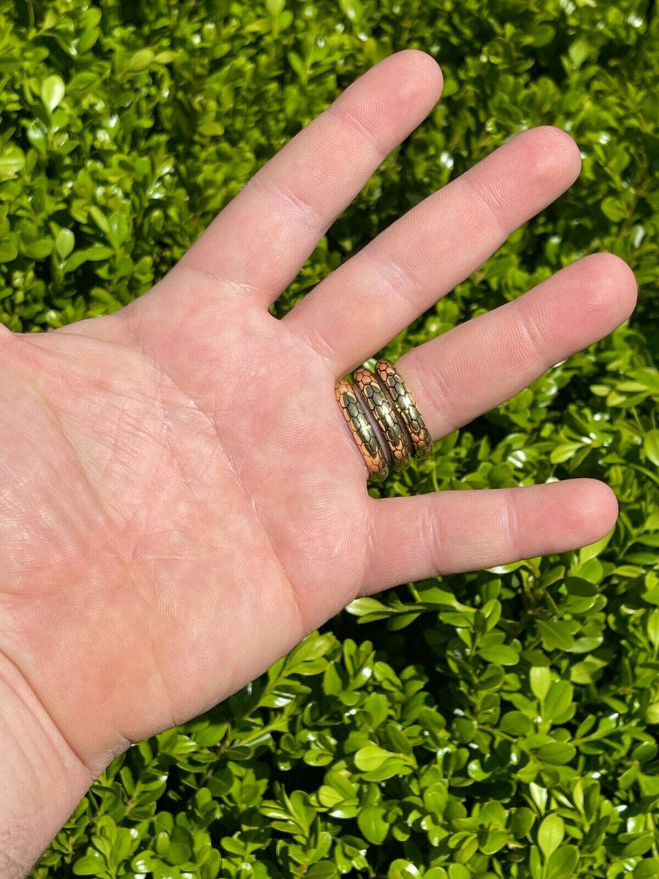 Snake Ring 14K Gold Vermeil 925 Silver Wrap Around Cobra W Ruby Eyes Sizes 5-12