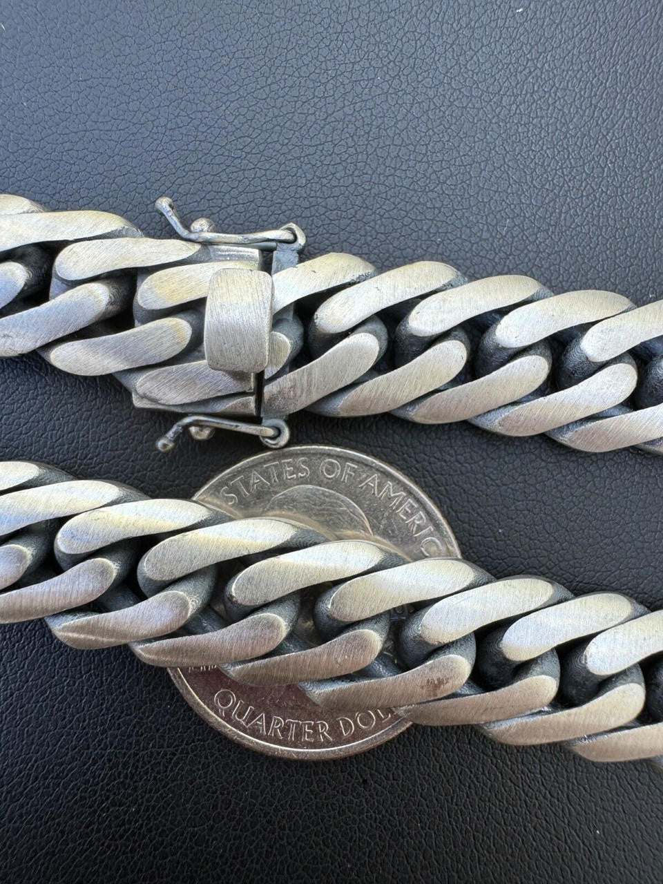 Solid 925 Silver Oxidized Handmade Double Curb Cuban Chain Necklace / Bracelet